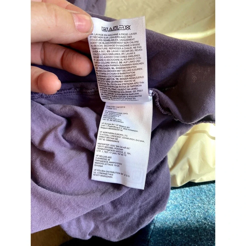 The North Face Mens XS Purple Long Sleeve Floral Box Logo Graphic‎ T-Shirt